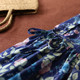 Van Gogh's new V-neck full-cotton printed floral loose large-size lace-up short-sleeved literary dress for women