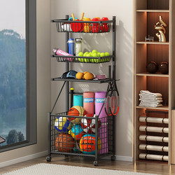 Fitness Equipment Storage Rack, Home Sports Dumbbell Kettlebell Rack, Foam Roller Yoga Mat Storage Rack, Mobile Basketball Rack