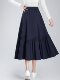 Single-layer casual skirt women's large hem skirt 2025 new summer design sense splicing mid-length pocket a-line skirt