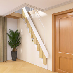 Overall Loft Solid Wood Foldableing Staircase Home Indoor Invisible Wall-Mounted Retractable Wall-Mounted Telescopic Ladder Single Apartment