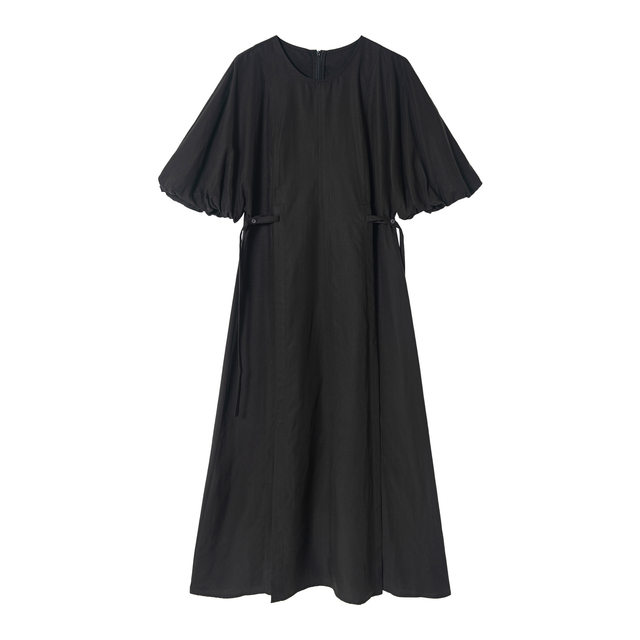 French Hepburn style black square neck new design puffy short dress C7016 main image 1