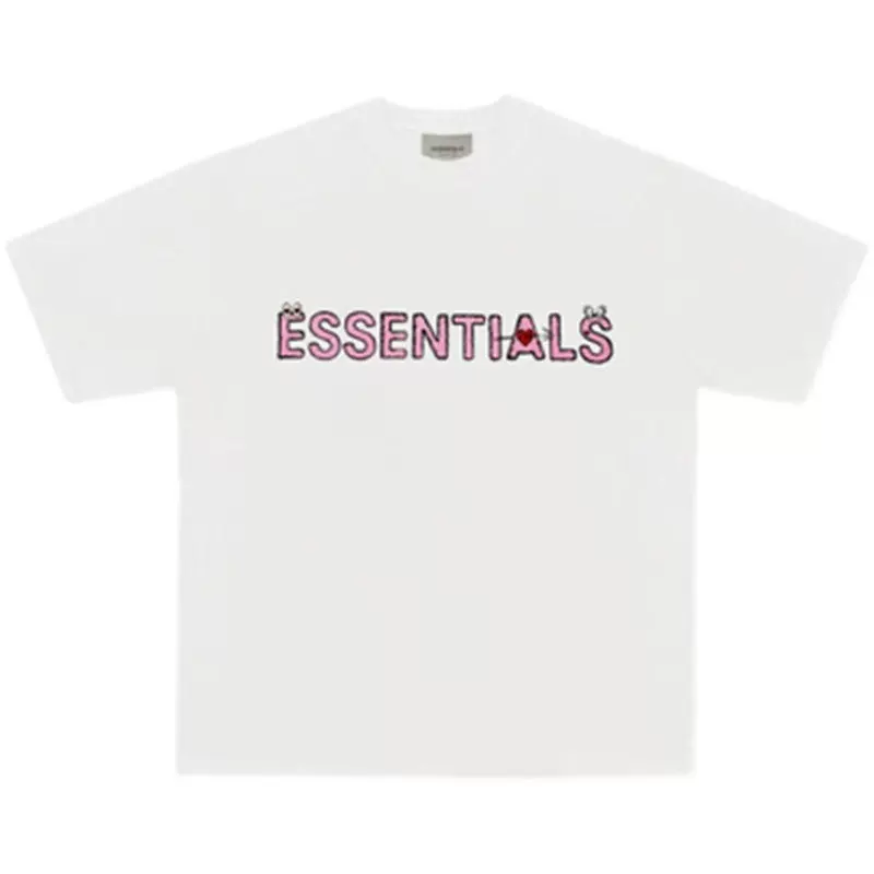 FEAR OF GOD FOG ESSENTIALS 情人节限定 粉色字母 圆领短袖T恤-Taobao