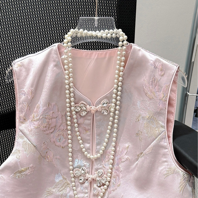 New Chinese national style blooming buckle vest vest female spring and ...