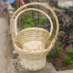 Polite Set of Two Rattan and Wicker Baskets, Large and Small Sizes, for Qingming Chrysanthemum Flower Arrangements, Egg-Shaped Grass Woven Flower Baskets, Woven Flower Pots
