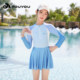 Children's swimsuits for women 2025 new mid-size children's one-piece swimsuit long-sleeved skirt professional sun protection quick-drying swimsuit set