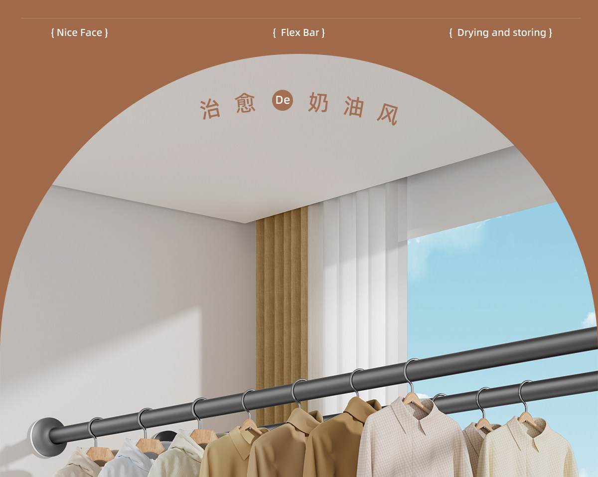 Asta Telescopica Per Tenda Doccia - Regolabile 48-200 Cm, Acciaio Inox, Bianco - Foto 5