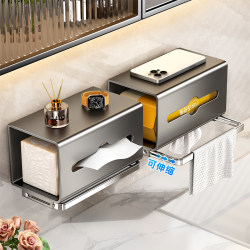 Bathroom Towel Storage Box, Wall-Mounted Toilet Paper Holder, Tissue Box, Paper Towel Storage Rack