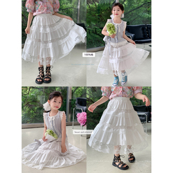 Cream Kids Children's Clothing Girls Lace Skirt Children 2023 New Summer Skirt Baby Foreign Style A-line Skirt