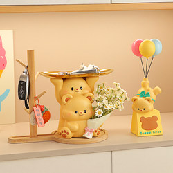 Cute Bear Holding Flowers, Entryway Key Storage, Foyer Decoration, Living Room Home Decor, New House Sideboard Decoration