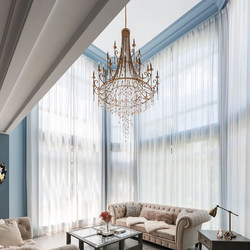 American-Style Duplex Building Crystal Chandelier, French Retro Personalized Villa Loft Open-Air Living Room Staircase Three-Story Chandelier