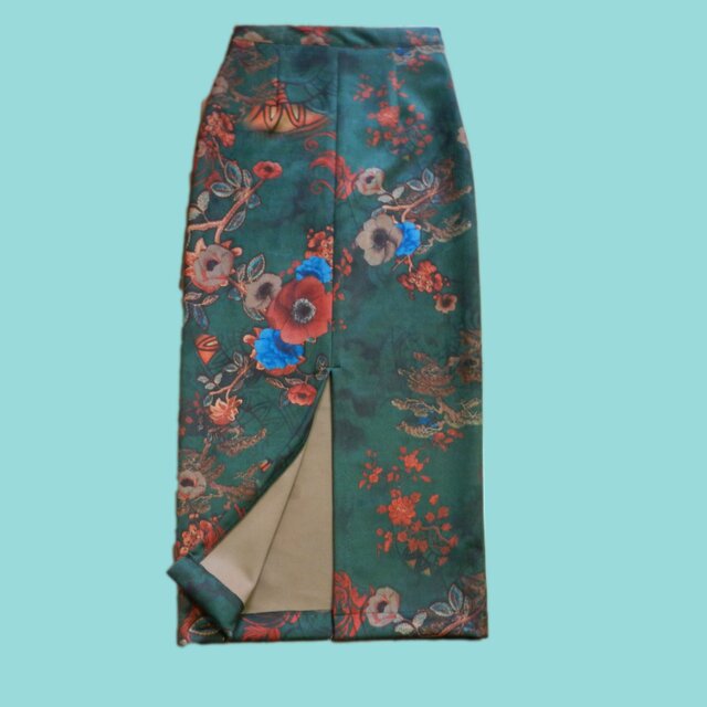 New fashionable spring and autumn printed elastic texture deer leather rear slit long skirt high waist hip slim one-step skirt