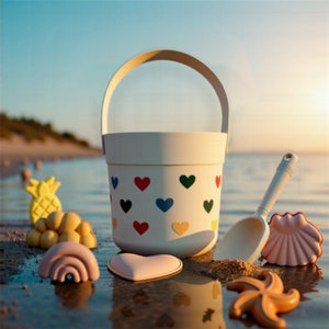 
Danish baby sand play tool set children's beach bucket silicone sand bucket beach parent-child interactive play toys