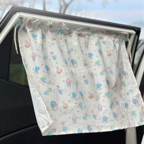 
Korean car curtains cartoon printed sunshade and sun protection car curtains retractable and adjustable suction cup fabric blackout curtains