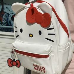 Japanese-Style Cat Backpack for Girls, Cute Large and Small Sizes, College Student Pu Backpack, Casual Niche Versatile Cartoon Backpack