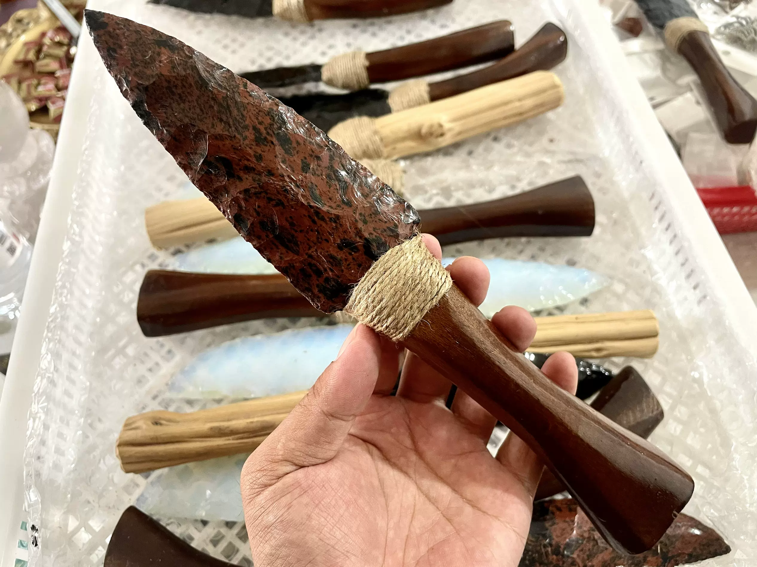 龍晶刀天然紅曜石復古匕石器時代純手工鍛造天然原