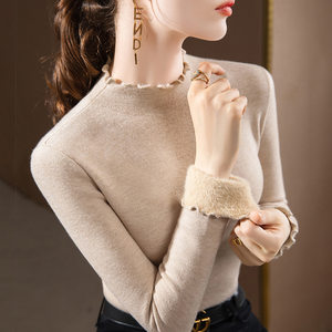 
Half turtleneck knitted base shirt for women 2023 new women's thick pullover sweater thermal inner wear black ear top