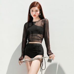 The new swimsuit female split Bikini three -piece Korean bikini sexy long -sleeved blouse fashion swimsuit
