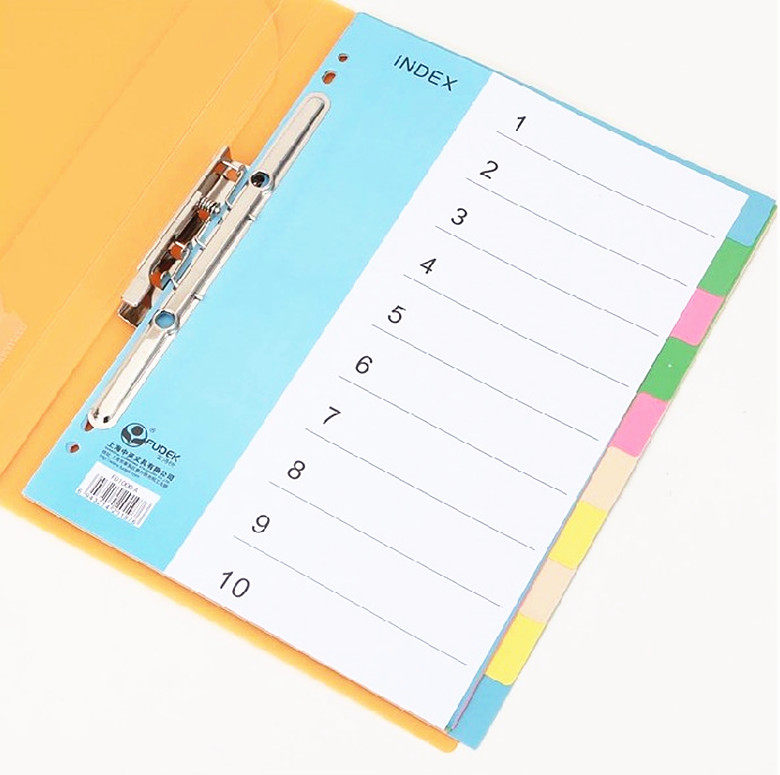 후데쿠아이 FD1000A 종이 색상 분류 색인 카드 10 단계 분류 용지 10 페이지 구분지 페이징 용지-