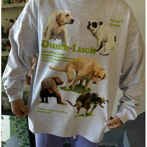 
Zhao Tudou original civilized dog printing creative fun loose men and women couples spring and autumn long-sleeved T-shirts and sweatshirts