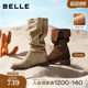 Wu Qianyu's same Belle women's boots Wilderness Letter Western cowboy boots plus velvet snow boots long boots 3QFC3D pre