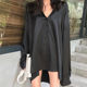 Spring and Autumn New Korean Loose Large Size BF Boyfriend Mid-Long Pajamas Comfortable Silk Gloss Satin Shirt Women