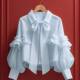 White high-end chiffon shirt 2024 new early autumn sweet niche unique temperament bow long-sleeved top
