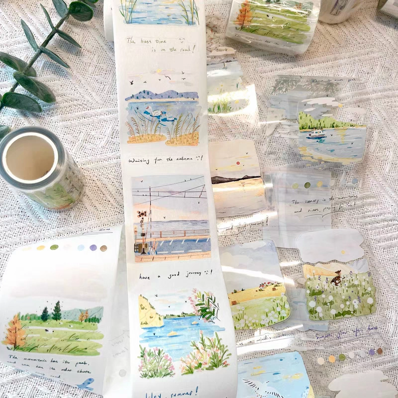 霖蓝汐10月新品原创复古手账胶带新品黑咖字母怀旧拼贴手账拼贴