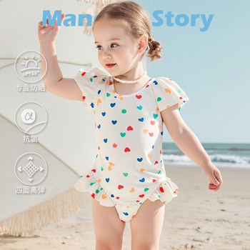 Class A crotch has buckles and is easy to put on and take off! Baby girl swimsuit