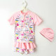 Children's swimsuit girls short-sleeved split suit flat-leg skirt pants boxer shorts girl 2025 new baby swimsuit