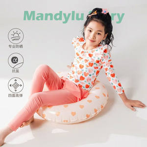 
Girls swimsuits, medium-sized, big children's fashionable split long sleeves, long trousers, sun protection, quick-drying cute princess style high-value swimsuit