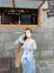 Large size retro denim wide-leg pants for women in summer 2024 new high-waist loose design floor straight pants trendy