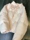 Large -size powder beep sweet bow printing cotton clothes women's winter unique super beautiful short bun jacket tide