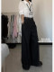 Large size high-waisted black suit pants for women in autumn straight-drooping sickle casual floor-sliding wide-leg scimitar pants