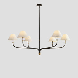 North American Rh Ravelle Living Room Chandelier, American Retro Linear Fabric Lampshade, Light Luxury Dining Room Island Long Chandelier