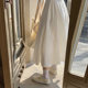 Homemade sweet Japanese white high -waisted skirt female summer French literary student work style mid -length A -line skirt