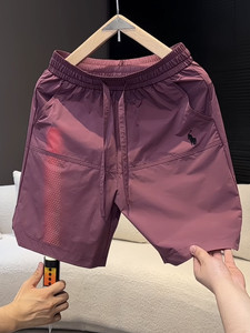 
European casual shorts men's 2025 summer hot style war horse embroidered straight five-point pants breathable mesh large trousers