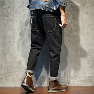 European and American straight loose water washing the original wave of retro American street small -footed denim jeans tide male Harahalun pants