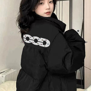 
American loose design letter hollow hot diamond cotton jacket for men and women winter new trendy brand couple wear thickened jacket