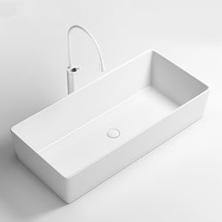 Balcony Square Ceramic Washbasin, Large Size Countertop Basin, Single Basin for Home Use, Artistic Basin, Deepened Washbasin