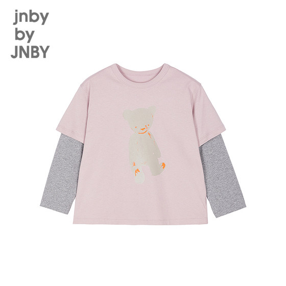 
Jiangnan Buyi children's clothing long-sleeved T-shirt fake two-piece Year of the Horse base contrast color 26 spring boys and girls jnbybyjnby