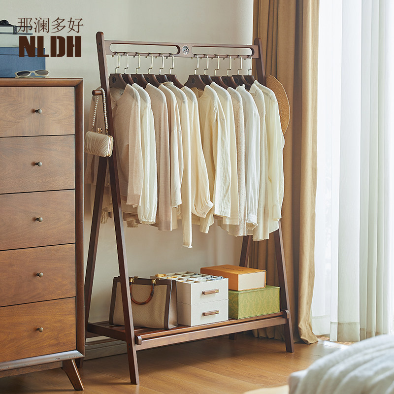 Solid Wood Bedroom Coat Rack - Vertical Storage Rack for Clothes and Bags