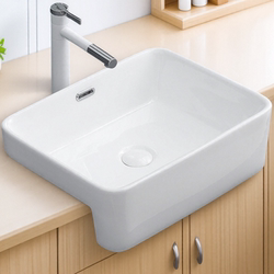 Countertop Semi-Embedded Washbasin, Countertop Basin, Semi-Hanging Basin, Square Household Hotel Guesthouse Embedded Washbasin