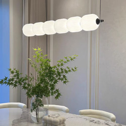 Wabi-Sabi Style Restaurant Chandelier, French Cream Gourd Lamp, Modern Minimalist Long Bar Counter Tea Room Restaurant Lamp, Shop Lamp