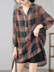 Fashionable plaid V-neck shirt for women fat girl loose large size five-point sleeve top casual mid-length summer shirt
