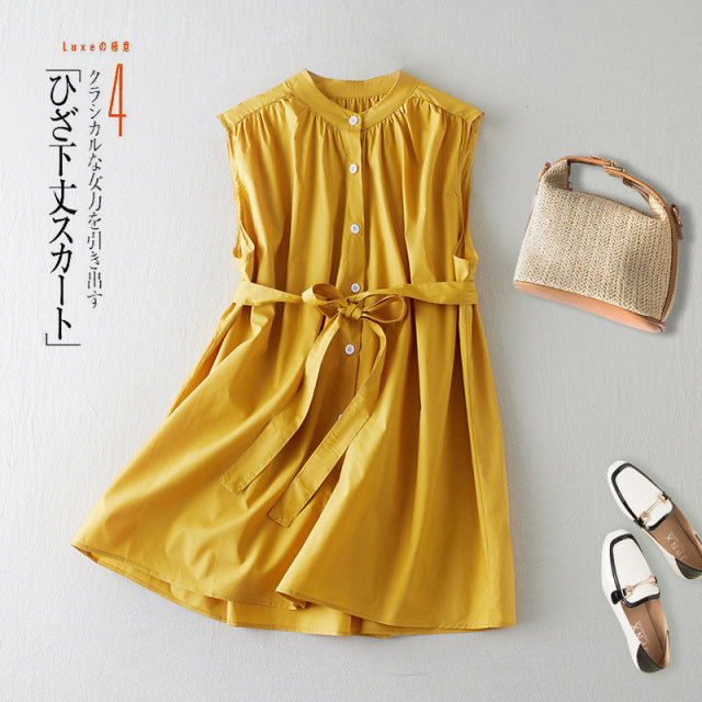 Korean style solid color pleated stand collar single-breasted sleeveless shirt for women lace-up waist top summer 2024 new style