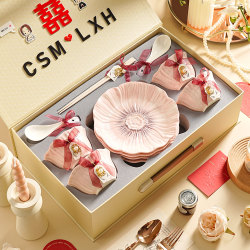 Dishes and tableware sets for home use 2025 new French high-end ceramic dishes underglaze color wedding gifts for the bride