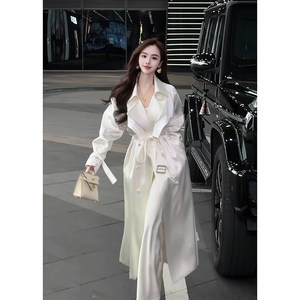 Ms. Dong's high-end customized high-end acetate windbreaker for women 2025 new white mid-length small jacket