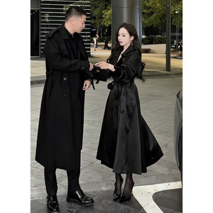 
Ms. Dong's high-end customized black acetate windbreaker for women 2026 new long high-end atmospheric upper grade coat