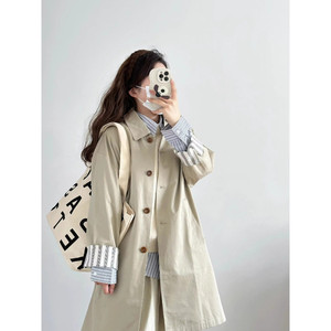 
Women's casual windbreaker jacket for women 2025 new spring and autumn mid-length coat small and thin temperament