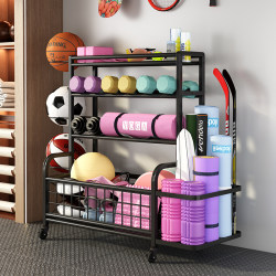 Fitness Equipment Storage Rack, Household Sports Bottle Dumbbell Rack, Foam Roller Yoga Mat Storage Rack, Movable Basketball Rack